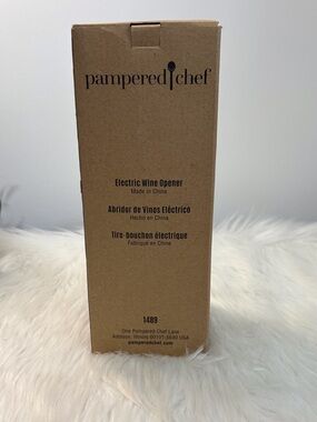 Pampered Chef Stainless Steel Electric Wine Opener with Kraft Box